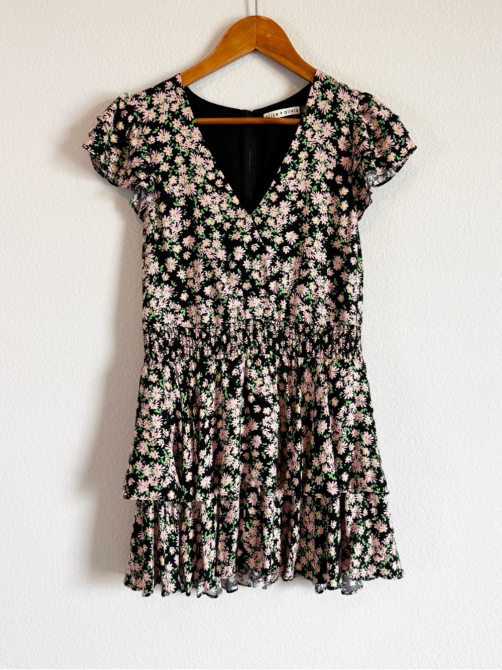 Alice + Olivia Mariska Monterey Ditsy Daisy Floral Ruffle Tiered Romper Size 8